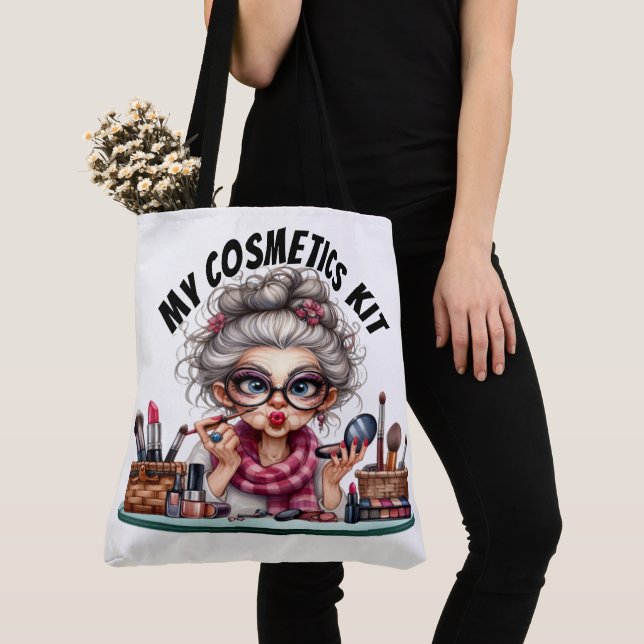 Bolso De Tela Tote Cosmético Funny Seniors - Ver Atrás (Detalle)