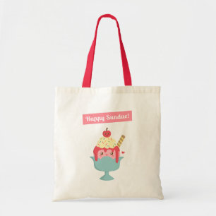 Bolso De Tela Tote Cute Happy Sundae Ice Cream Pun