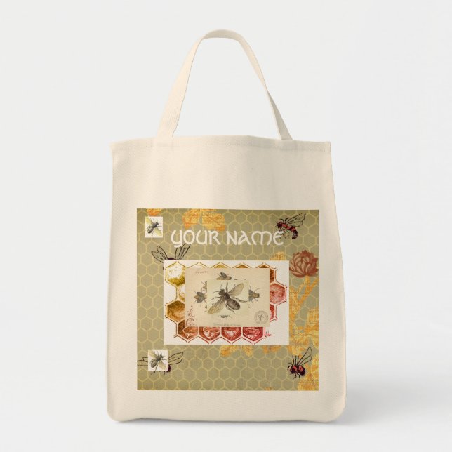 Bolso De Tela Tote de abejas PERSONALIZADO (Frente)
