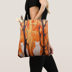 Bolso De Tela Tote de aceite para pintura de gato - Naranja, bla
