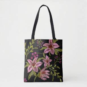 Bolso De Tela Tote de acuarela de la estrella de la lavanda