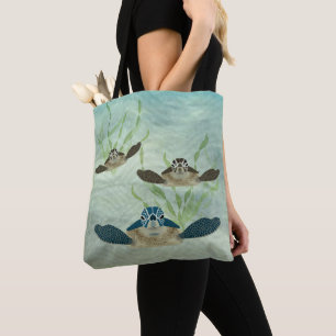 Bolso De Tela Tote de Allover de la Tortuga del Mar