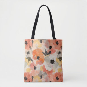 Bolso De Tela Tote de amapolas en acuarela pastel