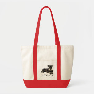 Bolso De Tela Tote de amor de canvas de perro picante Schnauzer