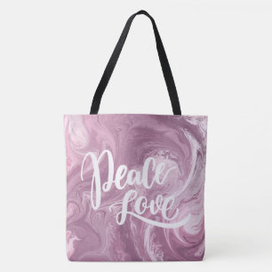 Bolso De Tela Tote de amor por la paz de los mármol rosa