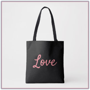 Bolso De Tela Tote de amor rosa y negro llamativo