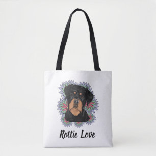 Bolso De Tela Tote de amor Rottie: arte caprichoso de Rottweiler