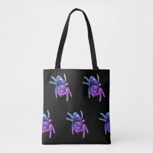 Bolso De Tela Tote de araña saltarina morada y negra
