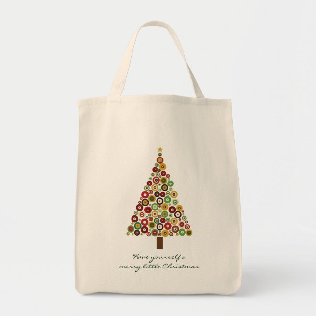 Bolso De Tela Tote de Árbol de Navidad Círculos Concéntricos (Frente)