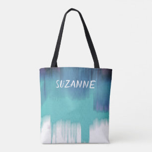 Bolso De Tela tote de arte abstracto azul personalizado personal