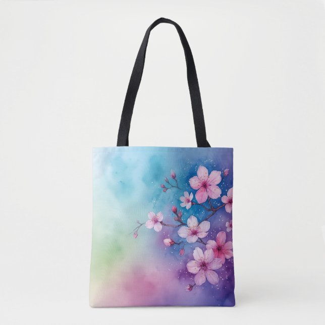 Bolso De Tela Tote de arte acuático japonés Sakura (Anverso)
