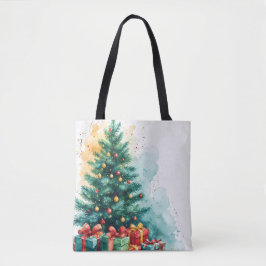 Bolso De Tela Tote de arte de acuarela navideña