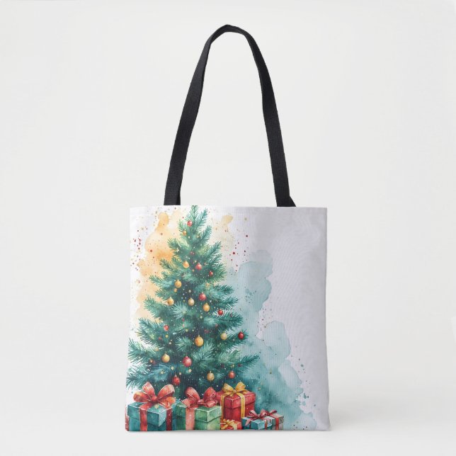 Bolso De Tela Tote de arte de acuarela navideña (Anverso)