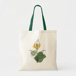 Bolso De Tela Tote de Arte de Línea de Lirio de la Paz Minimalis