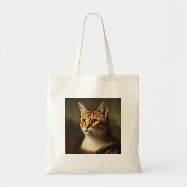 Bolso De Tela Tote de arte del gato Noche de la Mona Lisa Starry (Frente)