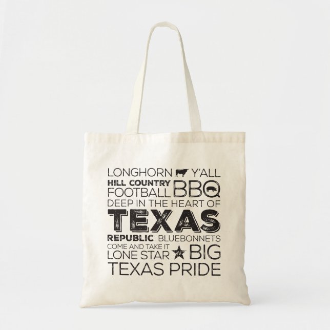 Bolso De Tela Tote de arte del metro de Texas - Negro (Frente)