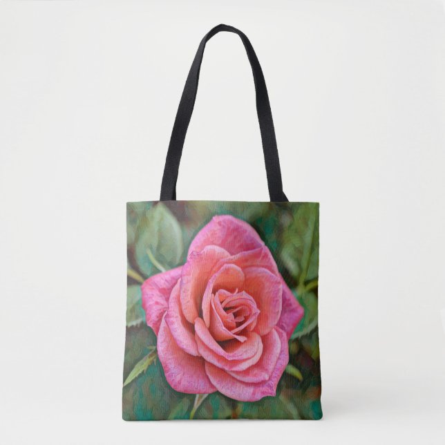 Bolso De Tela Tote de arte Faith Pink Rose (Anverso)