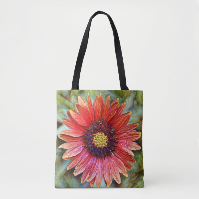 Bolso De Tela Tote de Arte Faith Red Wildflower (Anverso)