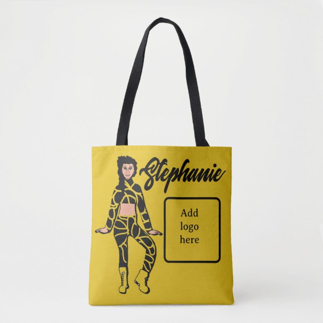 Bolso De Tela Tote de bailarina personalizada (Lemon Black) (Anverso)