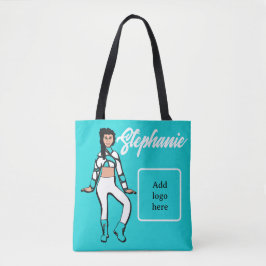 Bolso De Tela Tote de bailarina personalizado (Aqua White)