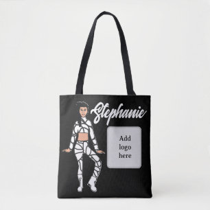 Bolso De Tela Tote de bailarina personalizado (blanco negro 2)