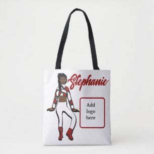 Bolso De Tela Tote de bailarina personalizado (blanco rojo)