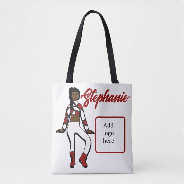 Bolso De Tela Tote de bailarina personalizado (blanco rojo) (Anverso)