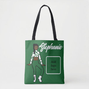 Bolso De Tela Tote de bailarina personalizado (blanco verde)