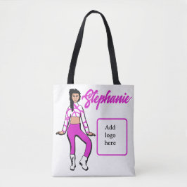 Bolso De Tela Tote de bailarina personalizado (Fushia White)