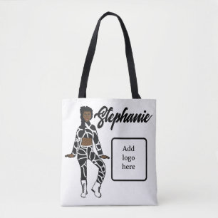 Bolso De Tela Tote de bailarina personalizado (negro blanco)