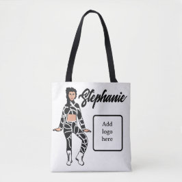 Bolso De Tela Tote de bailarina personalizado (negro blanco 2)