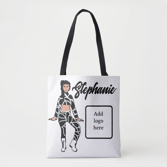 Bolso De Tela Tote de bailarina personalizado (negro blanco 2) (Anverso)