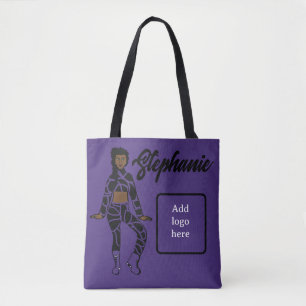 Bolso De Tela Tote de bailarina personalizado (negro púrpura)