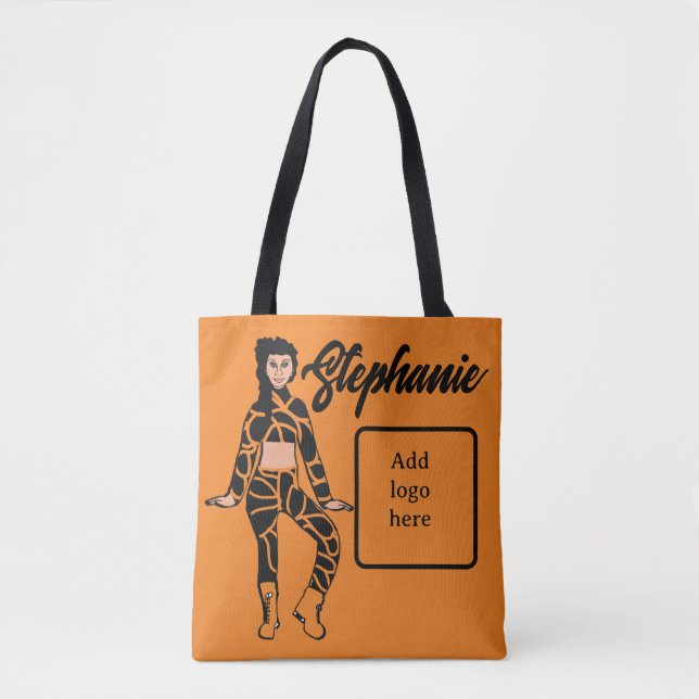 Bolso De Tela Tote de bailarina personalizado (negro tangerino) (Anverso)
