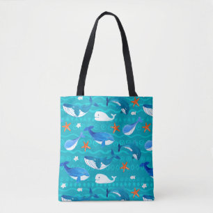 Bolso De Tela Tote de ballena acuarela