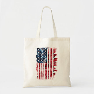 Bolso De Tela Tote de bandera de Estados Unidos acuarela