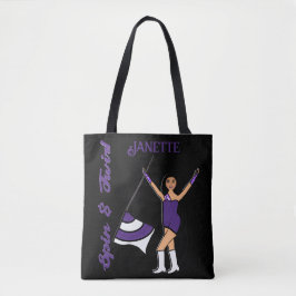 Bolso De Tela Tote de bandera personalizado (blanco morado)
