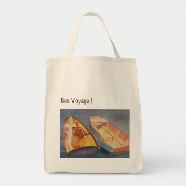 Bolso De Tela Tote de barca de fila ' Bon Voyage" (Frente)