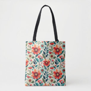 Bolso De Tela TOTE de belleza floral de IA: diseño botánico