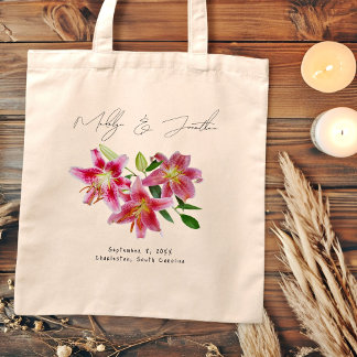 Bolso De Tela Tote de bienvenida Boda Stargazer Lilies