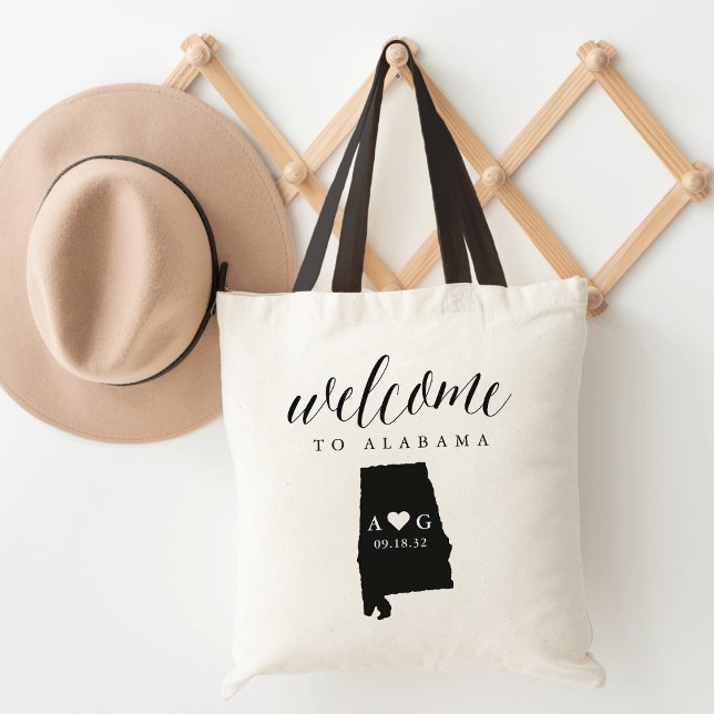 Bolso De Tela Tote de bienvenida de Boda de silueta estatal | Al (Subido por el creador)