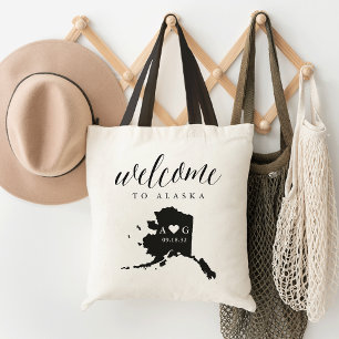 Bolso De Tela Tote de bienvenida de Boda de silueta estatal   Al