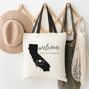 Bolso De Tela Tote de bienvenida de Boda de silueta estatal   Ca