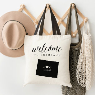 Bolso De Tela Tote de bienvenida de Boda de silueta estatal Co