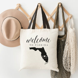 Bolso De Tela Tote de bienvenida de Boda de silueta estatal de F