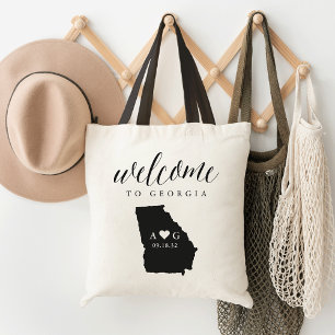 Bolso De Tela Tote de bienvenida de Boda de silueta estatal de G
