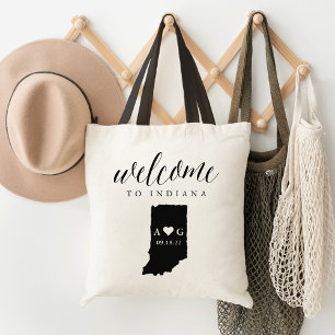 Bolso De Tela Tote de bienvenida de Boda de silueta estatal de I