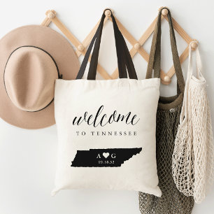 Bolso De Tela Tote de bienvenida de Boda de silueta estatal de T