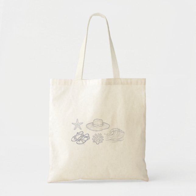 Bolso De Tela Tote de Boceto Costero (Frente)