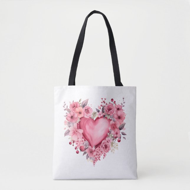 Bolso De Tela Tote de bonito y flores (Anverso)
